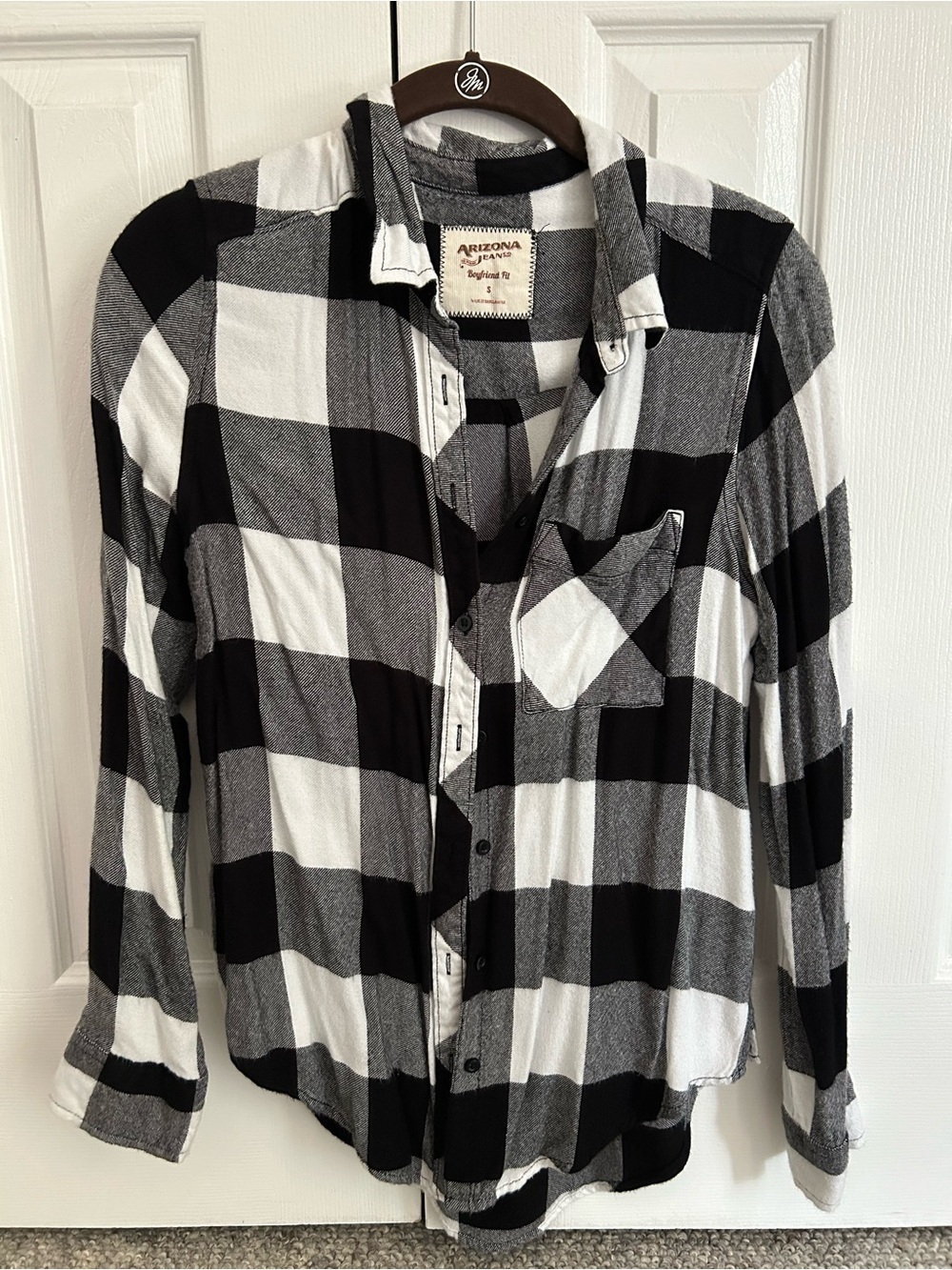 Black & White Buffalo Plaid Button-Down Shirt
